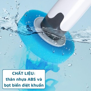 Cọ Bồn Cầu Dùng Một Lần Kèm 6 Đầu Cọ – Tay Cầm Xoay 360°, Sạch Nhanh Không Dơ Tay, Gọn Gàng Tiện Lợi