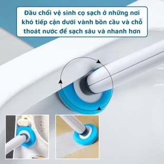 Cọ Bồn Cầu Dùng Một Lần Kèm 6 Đầu Cọ – Tay Cầm Xoay 360°, Sạch Nhanh Không Dơ Tay, Gọn Gàng Tiện Lợi