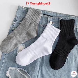 PVN61103 Set 3 Tất vớ nam nữ chất liệu vải Hàn co giãn bốn chiều, kiểu dáng trơn phong cách hiện đại tongkhosi2