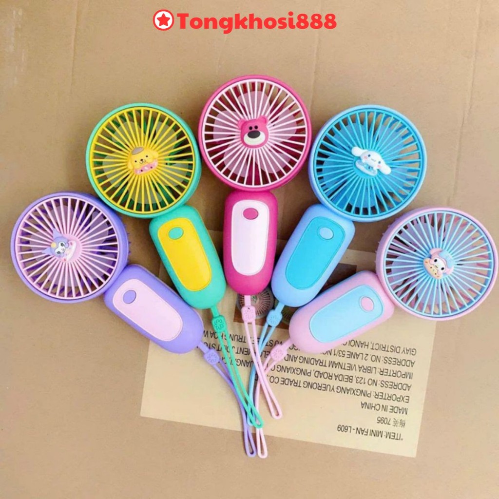 PVN60577 Quạt Cầm Tay Mini , Quạt Sạc Tích Điện Cầm Tay Gấu Dâu Kèm ...