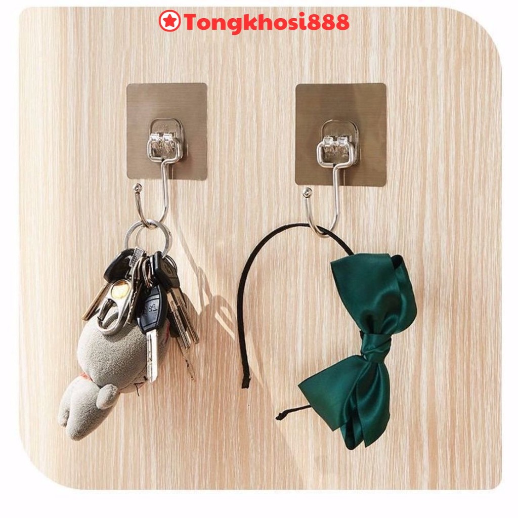 PVN61290 Set 10 Móc Dán Tường Inox 304 Siêu Dính Treo Đồ Nhà Bếp