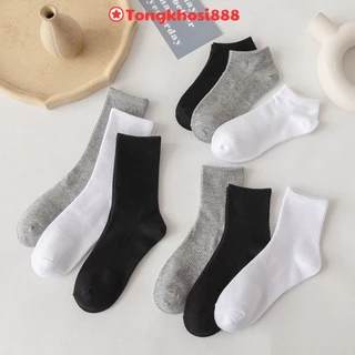 PVN61103 Set 3 Tất vớ nam nữ chất liệu vải Hàn co giãn bốn chiều, kiểu dáng trơn phong cách hiện đại