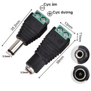 [Giá sỉ theo combo] Đầu Jack Nguồn DC Vặn Vít 5.5x2.1mm Đầu Đực Cái Nối Dây Điện Camera Đèn Led