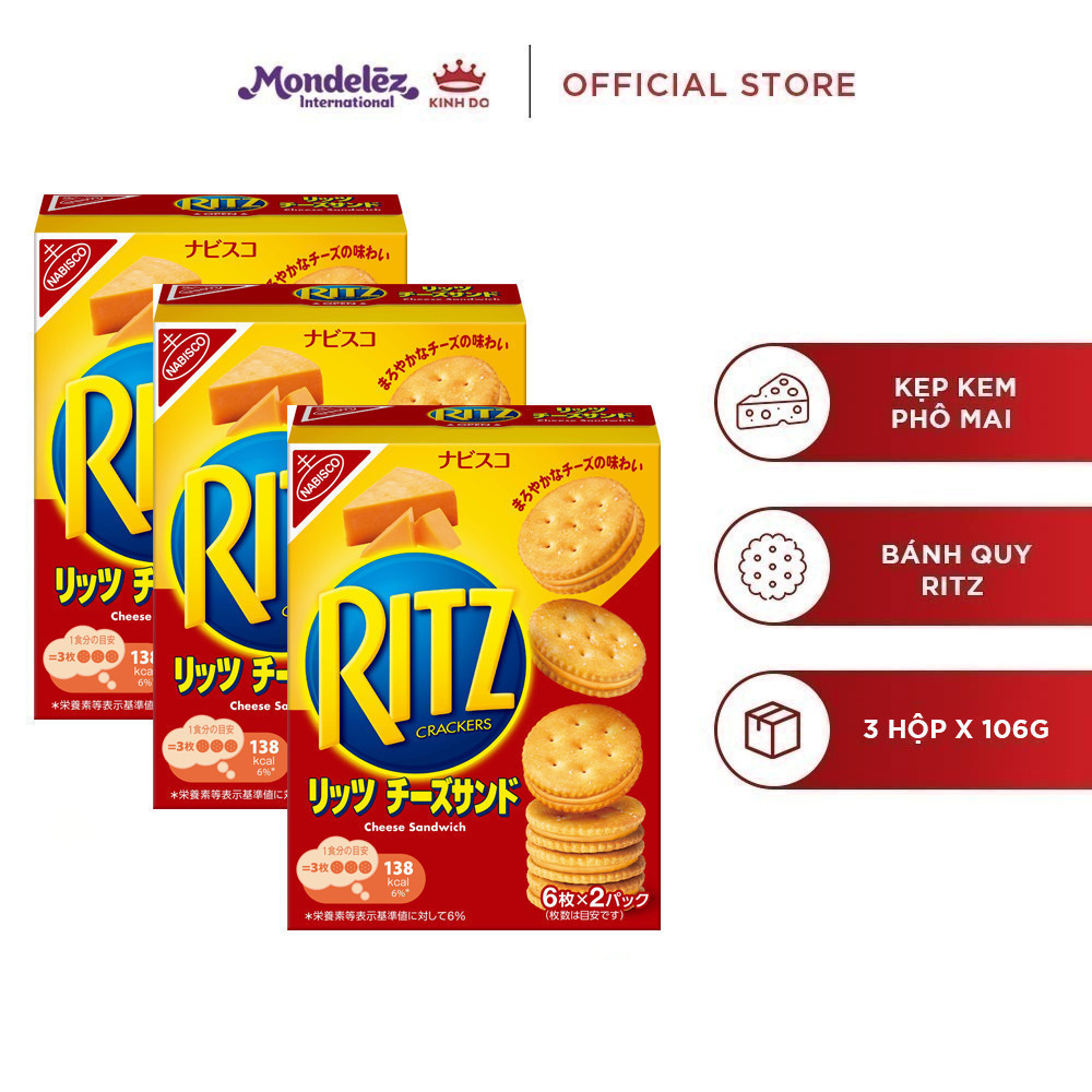 Bánh Quy Ritz Kẹp Kem Phô Mai, Combo 3 Hộp X 106G (Hàng Xuất Khẩu Thị ...