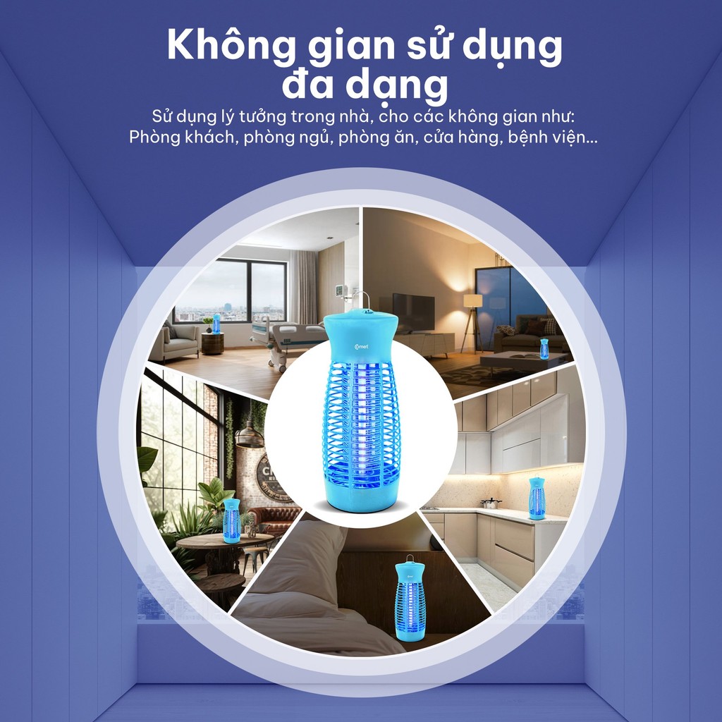 Mô tả Đèn Bắt Muỗi Côn Trùng COMET CM069 6W Đa Năng, Thiết Kế Gọn, Hiệu Quả, An Toàn - 3