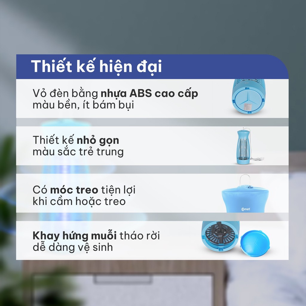 Mô tả Đèn Bắt Muỗi Côn Trùng COMET CM069 6W Đa Năng, Thiết Kế Gọn, Hiệu Quả, An Toàn - 4