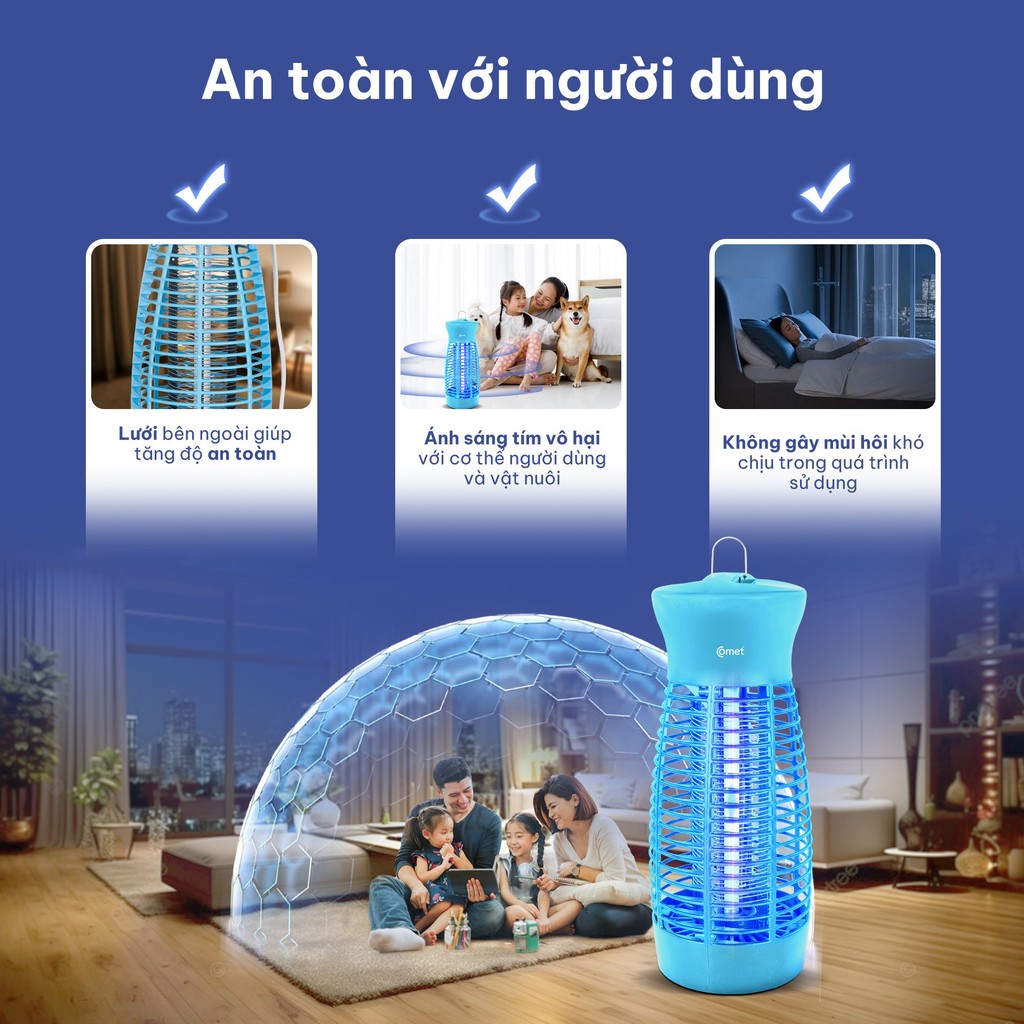 Mô tả Đèn Bắt Muỗi Côn Trùng COMET CM069 6W Đa Năng, Thiết Kế Gọn, Hiệu Quả, An Toàn - 7