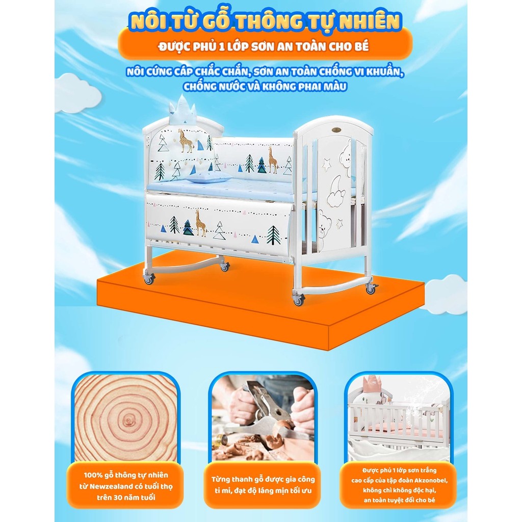 Mô tả Nôi cũi cho bé sơ sinh đa năng 6 chế độ CHILUX PEACE WHITE - Sử dụng từ 0 đến 12 tuổi - 2