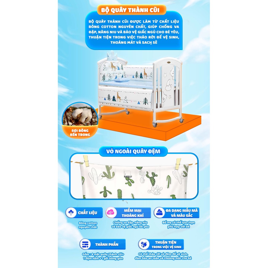 Mô tả Nôi cũi cho bé sơ sinh đa năng 6 chế độ CHILUX PEACE WHITE - Sử dụng từ 0 đến 12 tuổi - 7