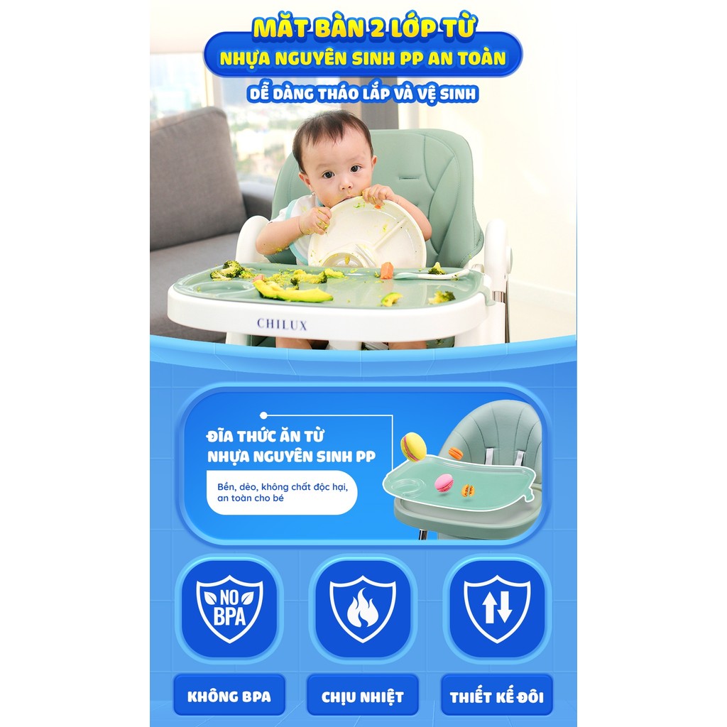 Mô tả Ghế ăn dặm cho bé Chilux Grow S - Điều chỉnh độ cao linh hoạt, ngã lưng 5 cấp độ - 6