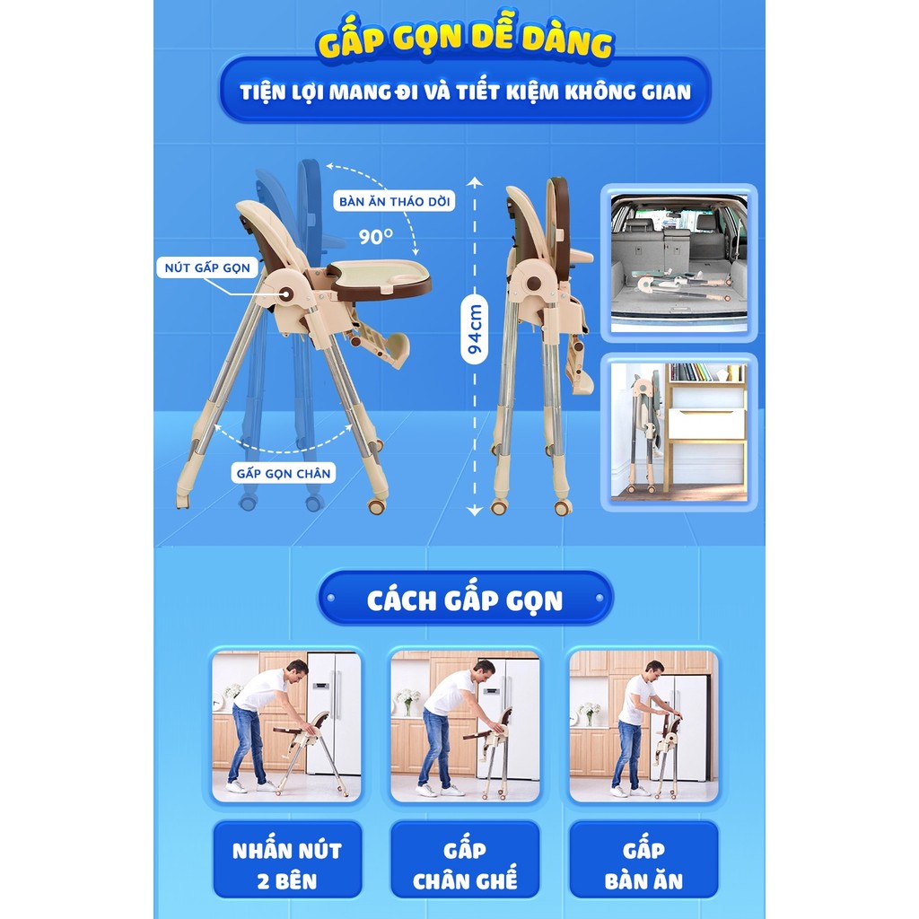 Mô tả Ghế ăn dặm cho bé Chilux Grow S - Điều chỉnh độ cao linh hoạt, ngã lưng 5 cấp độ - 9