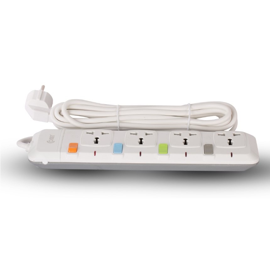 Mô tả Ổ cắm nối dài Comet CESG2405 dây dài 5m, 4 lỗ 3 chấu, 4 công tắc, có nắp che lỗ cắm an toàn - 1
