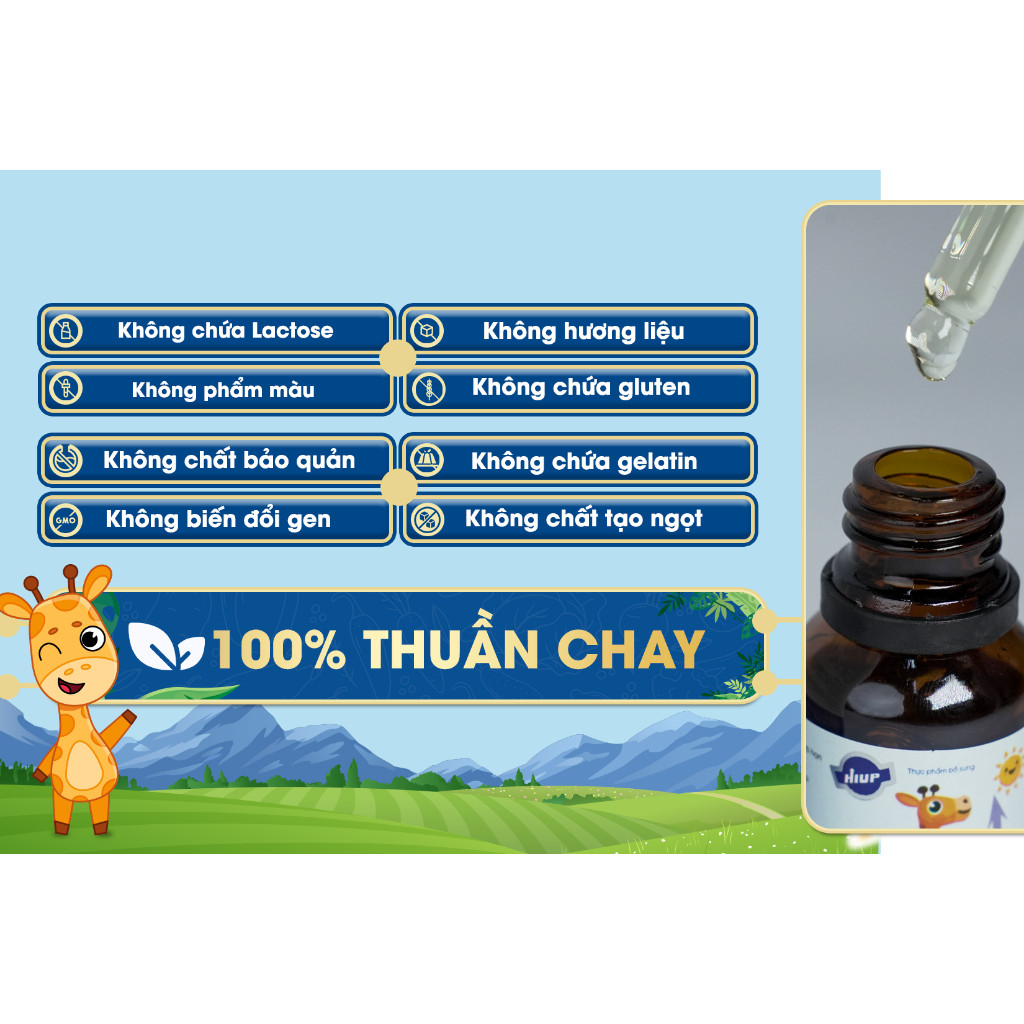 Mô tả Vitamin HIUP D3K2 - Lọ 15ml (Tương Đương 400 Giọt) Bổ Sung Vitamin, DHA Và Tăng Cường Khả Năng Hấp Thụ Canxi Cho Trẻ - 1