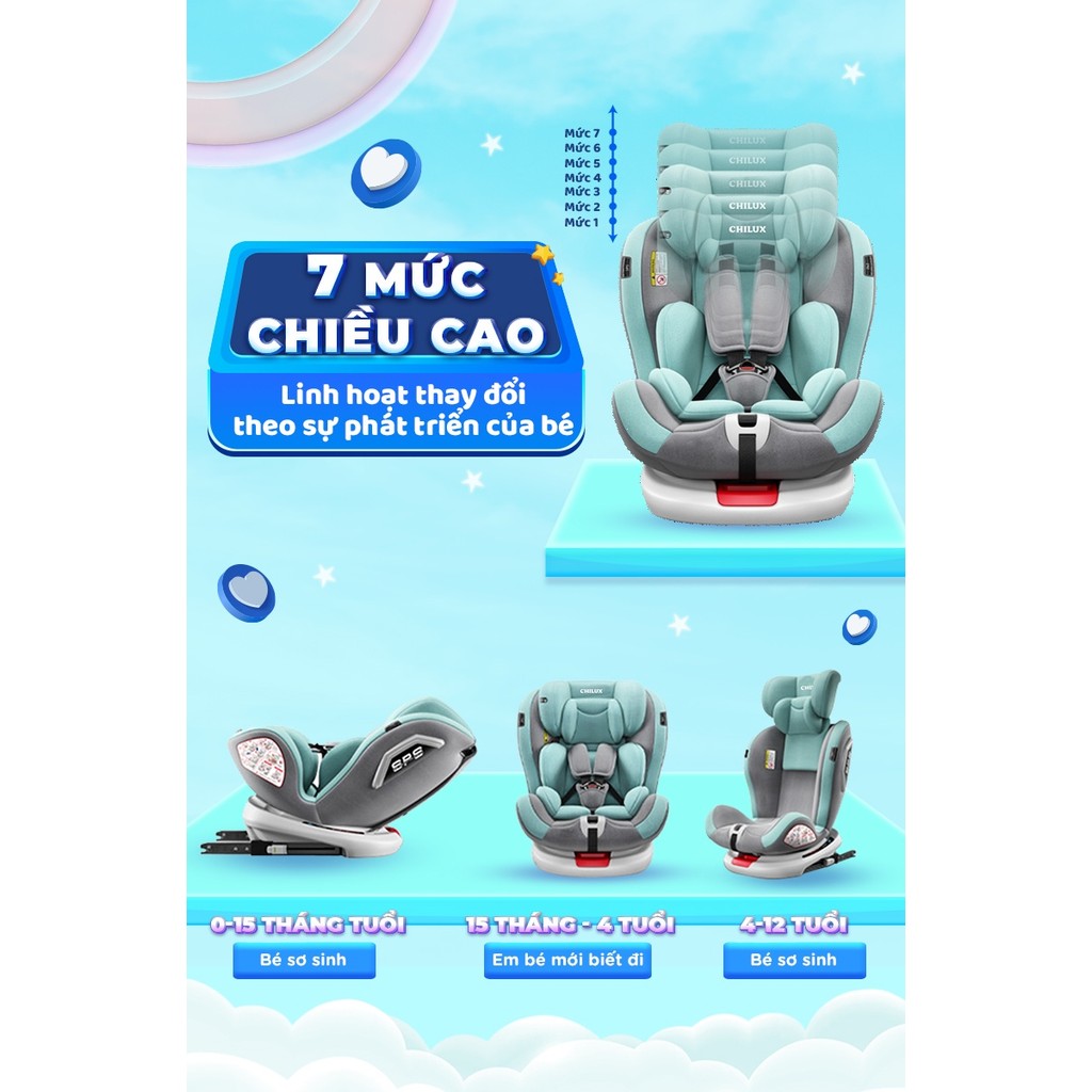 Ghế ngồi ô tô cho bé Chilux Roy 360 - Hình ảnh 9
