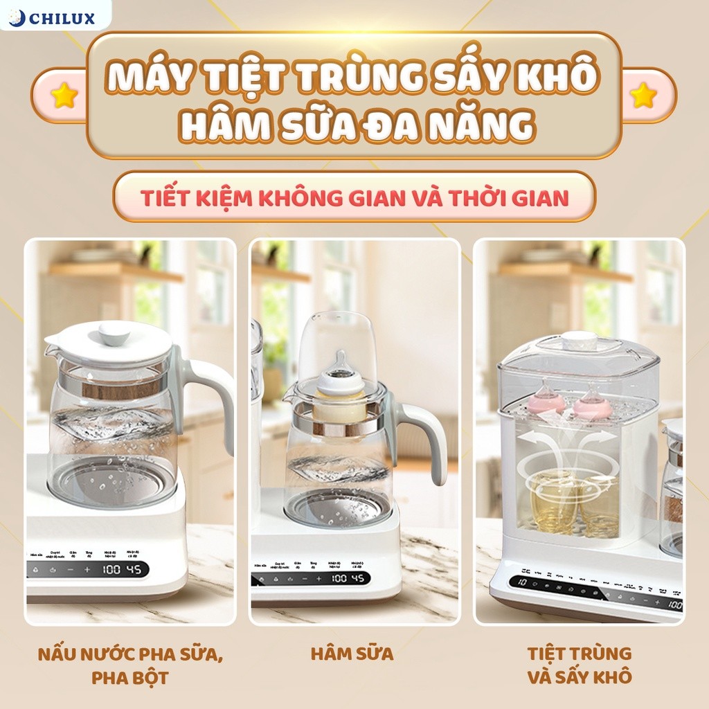Mô tả Máy tiệt trùng sấy khô hâm sữa Chilux C1 - Bảo hành 2 năm chính hãng, miễn phí vận chuyển toàn quốc - 4