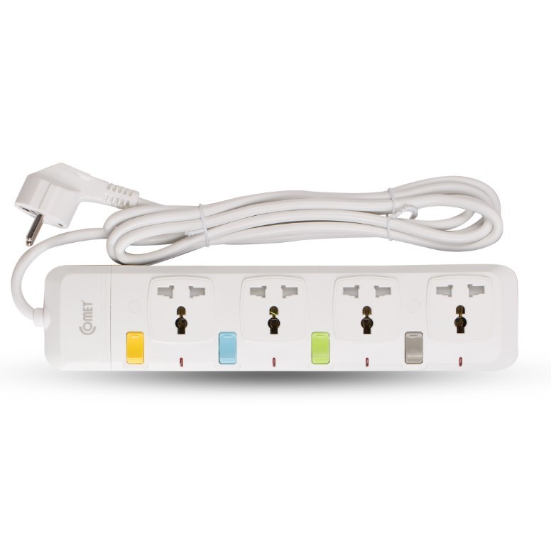 Mô tả Ổ Cắm Điện Nối Dài Comet CESG2403 2500W Dây Dài 3m,4 Lỗ 3 Chấu,4 Công Tắc, Có Nắp Lỗ Cắm  An Toàn - 3