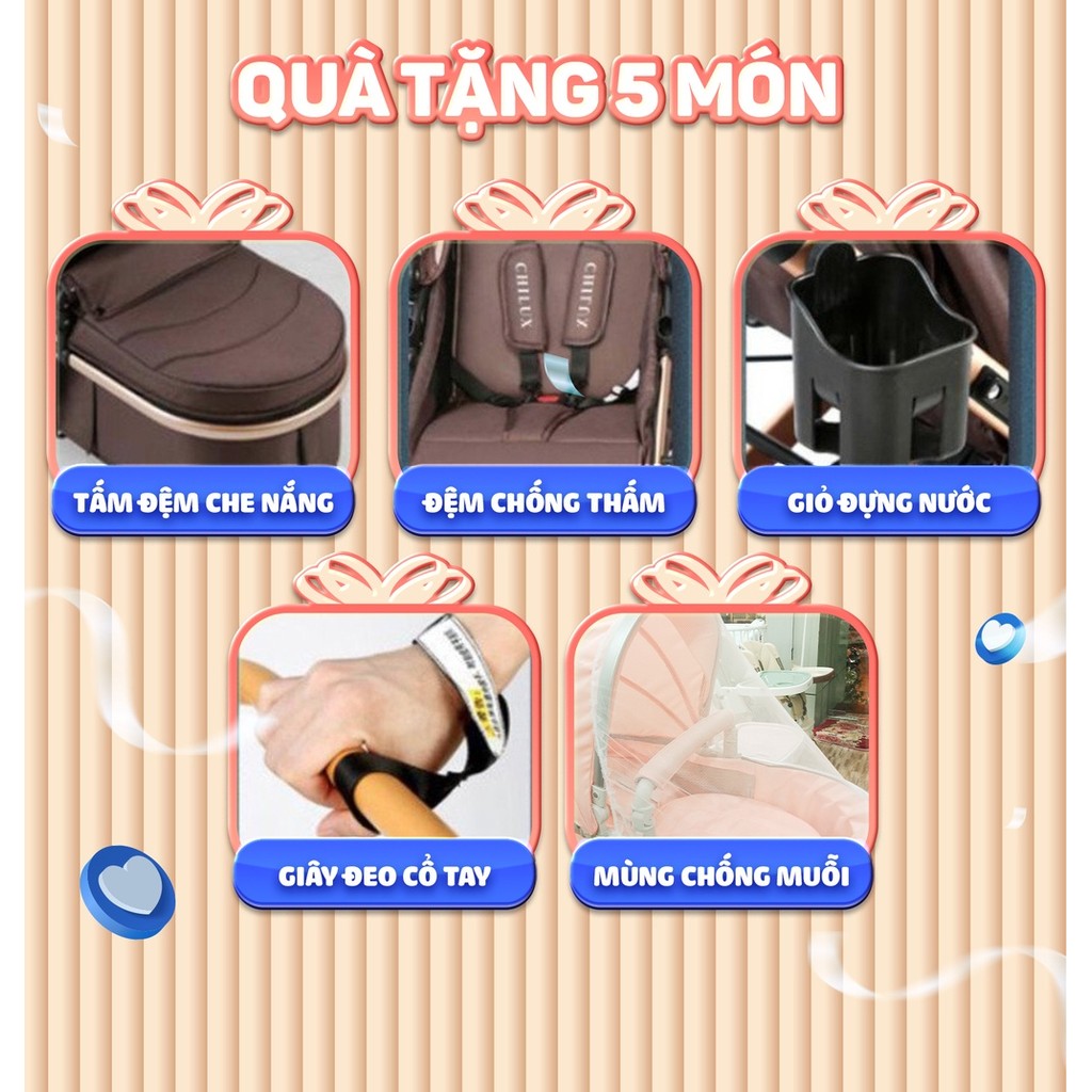 Mô tả Xe đẩy cho bé Chilux V1.6 - 9 tính năng tiện dụng cho mẹ và bé - có thể gấp gọn - 6