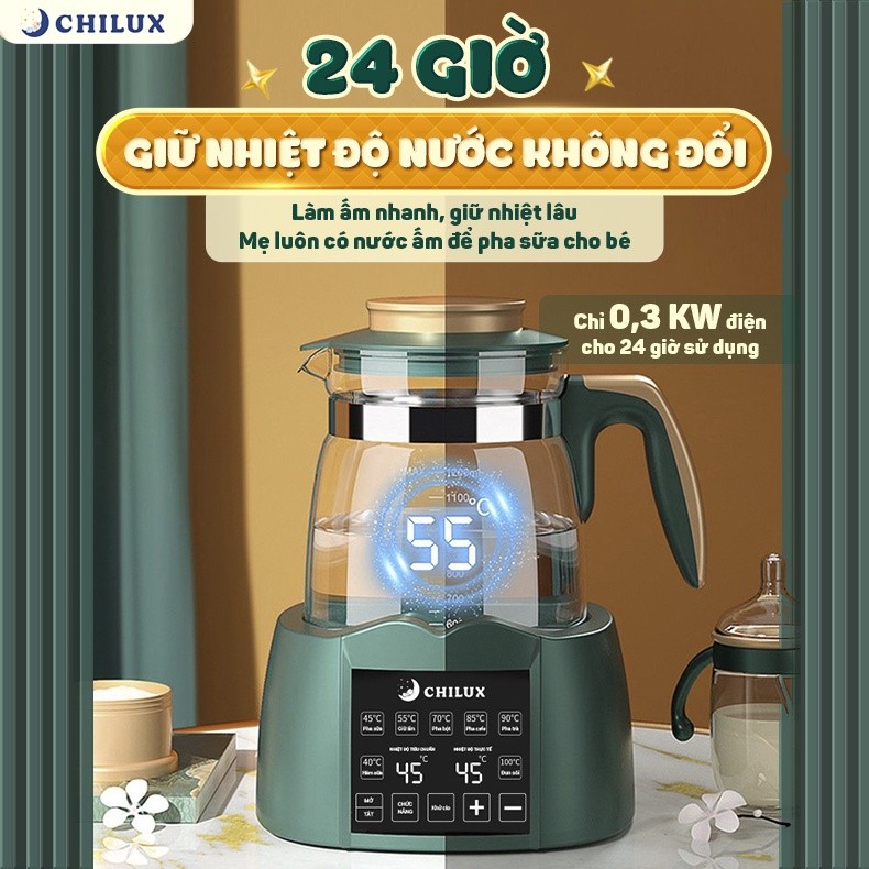 Mô tả Máy đun nước pha sữa CHILUX đa năng, hâm sữa đúng nhiệt độ, giữ ấm suốt 24H, đun nước khử clo - 3