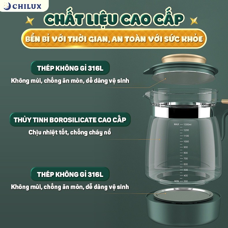 Mô tả Máy đun nước pha sữa CHILUX đa năng, hâm sữa đúng nhiệt độ, giữ ấm suốt 24H, đun nước khử clo - 7