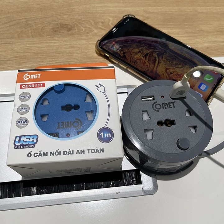 Mô tả Ổ Cắm Điện Du Lịch COMET CES9111 Dây Quay Tròn Dài 1M, 2 Ổ USB, 1 Ổ 3 Chấu, 1 Ổ 2 Chấu - 3