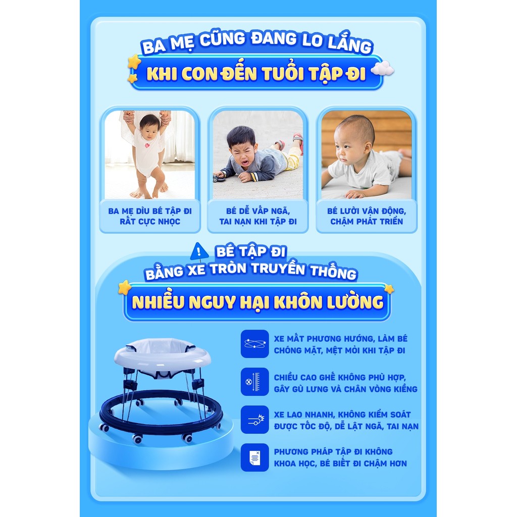 Thiết kế chữ U xe tập đi Chilux