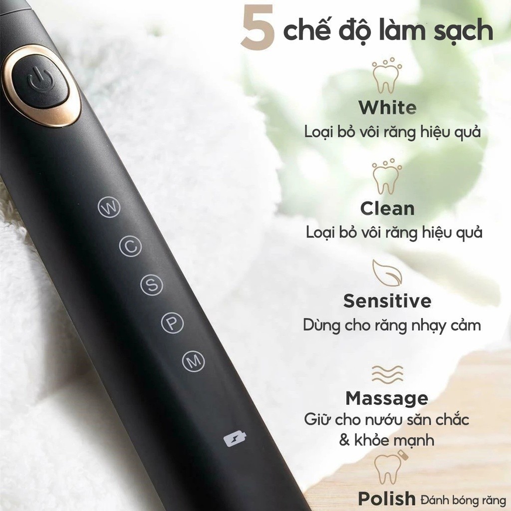 Mô tả Bàn chải điện 5 chế độ |Chế độ rung âm hơn 40000 lần mỗi phút Seago Fairywill 508 - 4