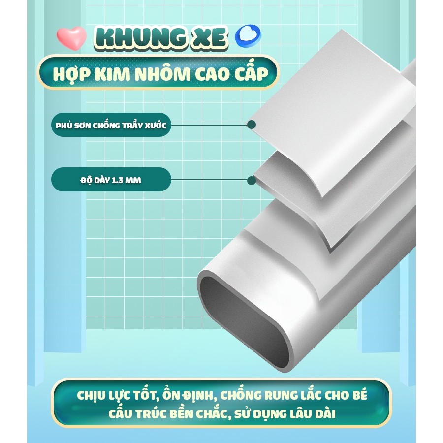 Mô tả Xe đẩy cho bé gấp gọn CHILUX D23 - giảm rung lắc tối đa, bảo hành chính hãng 3 năm - 6