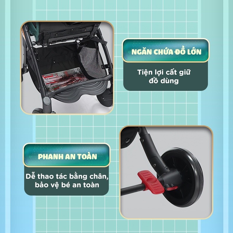 Mô tả Xe đẩy cho bé gấp gọn CHILUX D23 - giảm rung lắc tối đa, bảo hành chính hãng 3 năm - 11