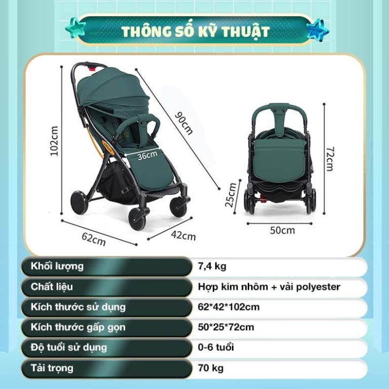 Mô tả Xe đẩy cho bé gấp gọn CHILUX D23 - giảm rung lắc tối đa, bảo hành chính hãng 3 năm - 12