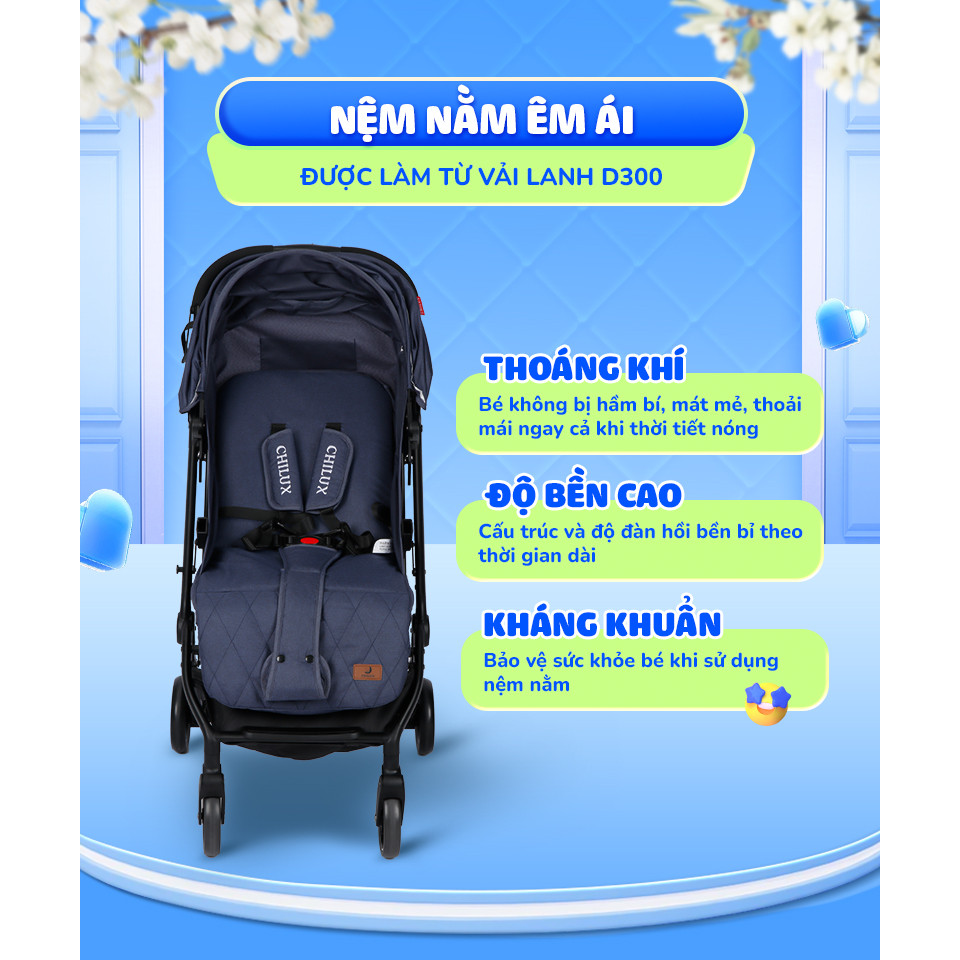 Mô tả Xe đẩy gấp gọn Chilux M02 - Thiết kế khoa học, Tính năng vượt trội - 6