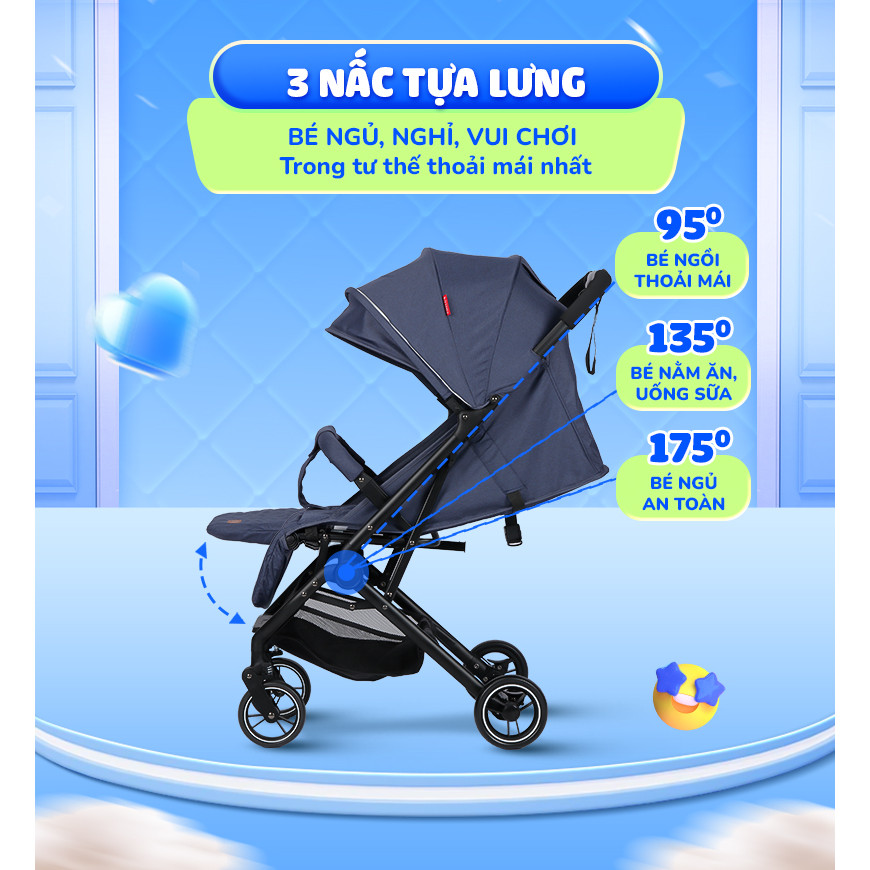 Mô tả Xe đẩy gấp gọn Chilux M02 - Thiết kế khoa học, Tính năng vượt trội - 8