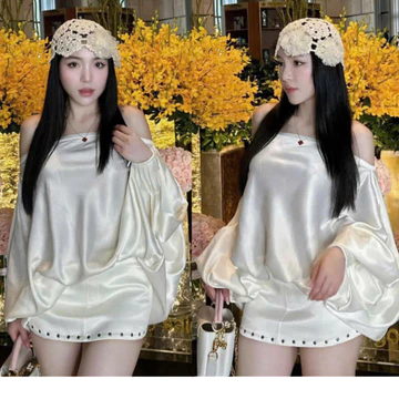 Đầm Trễ Vai Bánh Bèo Kèm Chân Váy Đính Oze HAMY.FASHOIN Đầm Bánh Bèo Cao Cấp Đẹp Quyến Rũ ,Sang Trọng - Đầm Thiết Kế 33