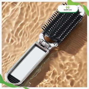 Gương cầm tay nhỏ gọn, lược mini kết hợp gương, gương và lược gấp nhỏ, lược bỏ túi tiện ích