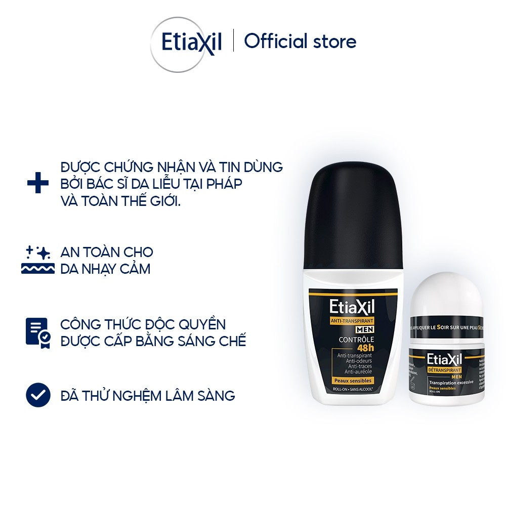 Ảnh Combo Lăn Khử Mùi Hàng Ngày Etiaxil Men 50ml và Lăn khử mùi mồ hôi dành cho nam giới Etiaxil Men 15ml 3
