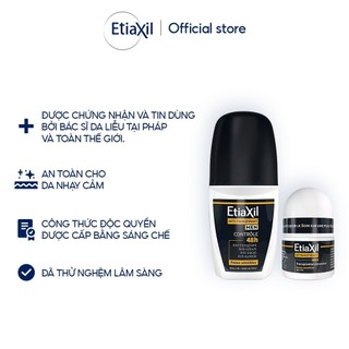 Combo Lăn Khử Mùi Hàng Ngày Men 50ml và Lăn khử mùi mồ hôi dành cho nam giới Etiaxil Men 15ml