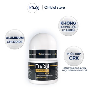 Combo Lăn Khử Mùi Hàng Ngày Men 50ml và Lăn khử mùi mồ hôi dành cho nam giới Etiaxil Men 15ml