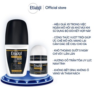 Combo Lăn Khử Mùi Hàng Ngày Men 50ml và Lăn khử mùi mồ hôi dành cho nam giới Etiaxil Men 15ml