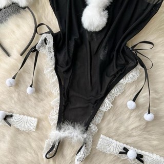 Bộ cosplay thỏ bông trắng gợi cảm xẻ đáy JS52 Đồ ngủ cosplay thỏ bông Bộ ngủ Chị Hằng gợi cảm quyến rũ