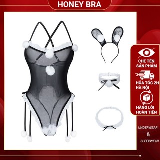 Bộ cosplay thỏ bông trắng gợi cảm xẻ đáy JS52 Đồ ngủ cosplay thỏ bông Bộ ngủ Chị Hằng gợi cảm quyến rũ