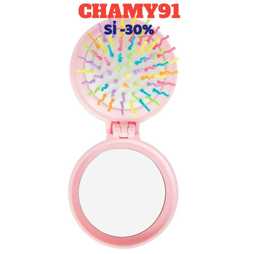 Sở hữu lược gấp kèm gương mini phong cách Hàn Quốc dễ thương, giúp bạn luôn tự tin, Lược gấp kèm gương mini phong cách