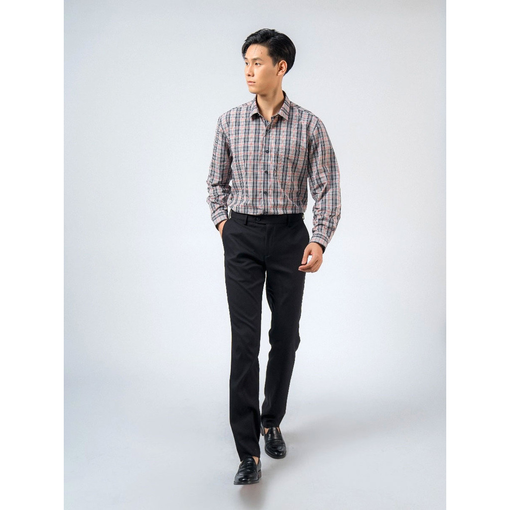 OWEN SALE - Áo Sơ Mi Owen Tay Dài, Màu Ghi - Đen - Đỏ , Họa Tiết Caro, Form Regular Fit Lai Bầu
