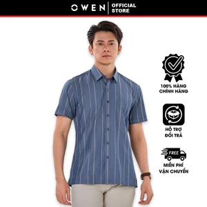 OWEN SALE - Tay Ngắn, Màu Xanh Lá Đậm , Họa Tiết Sọc Dọc, Form Body Fit Lai Ngang, Chính Hãng
