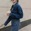 Áo sơ mi denim tay dài dáng rộng phong cách HONGKONG, Áo somi jean xanh đậm dáng rộng kiểu basic dễ phối đồ (HC31)