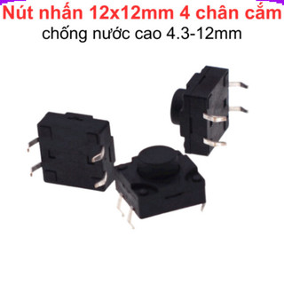 [Giá combo] (10 cái) Nút nhấn 12x12mm 4 chân cắm chống thấm cao 4.3 - 12mm