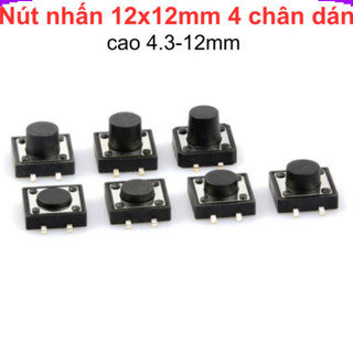 [Giá combo] (20 cái) Nút nhấn 12x12mm 4 chân dán cao 4.3 - 12mm