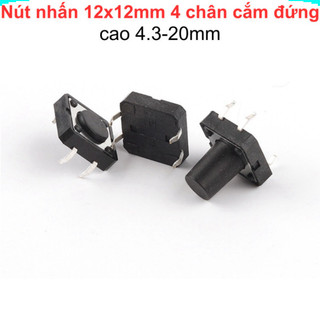 [Ưu đãi] (20 cái) Nút nhấn 12x12mm 4 chân cắm đứng cao 4.3 - 20mm