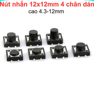 [Ưu đãi] (20 cái) Nút nhấn 12x12mm 4 chân dán cao 4.3 - 12mm