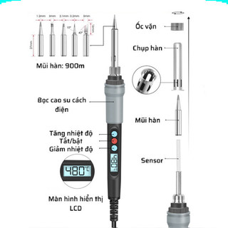 Mỏ hàn thiếc, hàn chì điều chỉnh nhiệt độ hiển thị LCD SL926 220v 90w