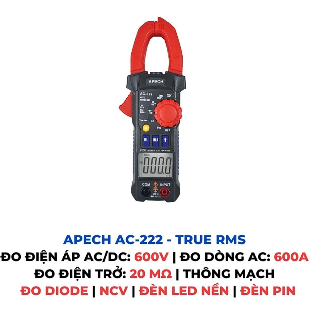 [Chống Cháy Đo nhầm] Ampe Kìm Điện Tử APECH AC222/233 TrueRMS Chính Xác, Nhỏ Gọn Bỏ Túi - Anh Phát
