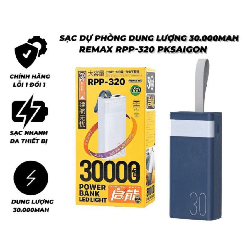 Sạc Dự Phòng Remax RPP-320 30000Mah Sạc Nhanh QC3.0 18W, 22.5W, PD20W ...